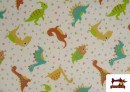 Venta de Tela de Pique de Algodón Estampado Dinosaurios Infantiles