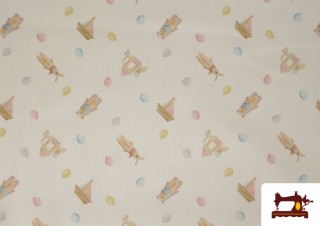 Venta de Tela de Pique de Algodón Estampado Ositos y Juguetes Infantiles
