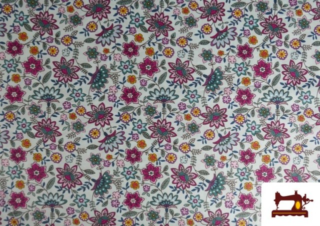 Comprar Tela de Algodón Flores Infantiles de Colores color Azul