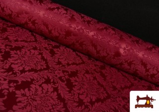 Tela de Fantasía Jacquard Floral Medallón color Rubí Tela de Fantasía Jacquard Floral Medallón color Rubí