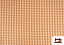 Venta online de Tela de Cuadros Vichy de 100% Algodón color Naranja