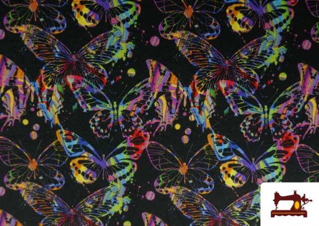 Venta de Tela de Punto de Camiseta Mariposas Multicolor