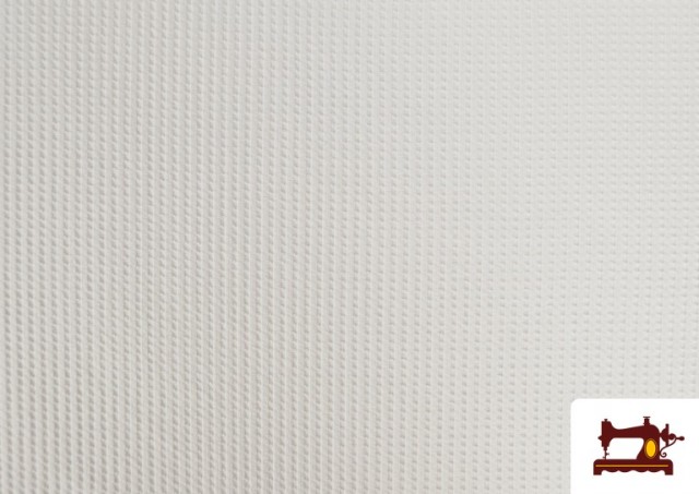 Tela de Punto de Algodón Waffle Tejido de Colores color Blanco