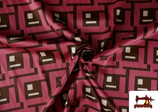 Tela de Creppe Satén Estampado Geométrico color Rosa
