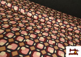 Tela de Creppe Geométrico Ochentero color Rosa