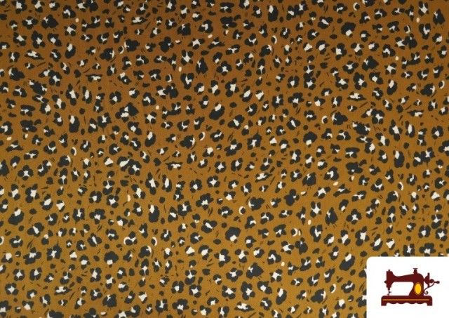 Tela de Viscosa estampado Leopardo de Colores color Mostaza