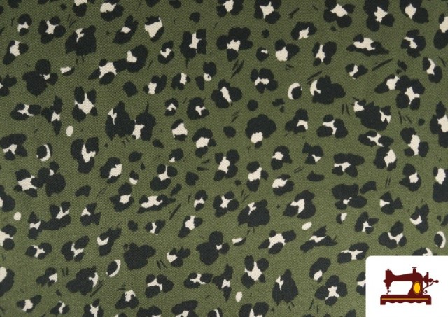 Tela de Viscosa estampado Leopardo de Colores color Caqui