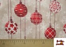 Comprar online Tela de Decoración con Bolas de Navidad ancho 140 cms