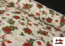 Tela de Decoración con Ramas Flor de Navidad Ancho 280 cm