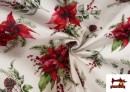 Venta online de Tela de Panamá Acabado Repelente al Agua Mantelería Flor de Navidad