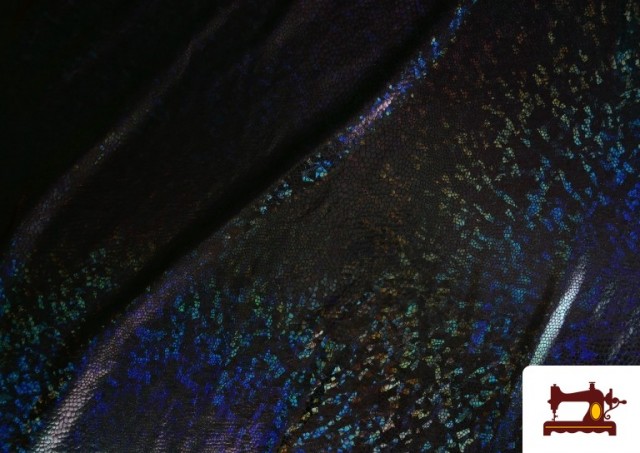 Venta online de Tela Lycra con Holograma Multicolor color Negro