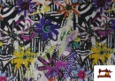 Venta de Tela de Sudadera French Terry Estampado Floral Multicolor
