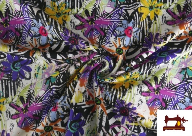 Venta online de Tela de Sudadera French Terry Estampado Floral Multicolor
