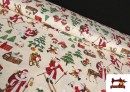 Tela de Algodón de Navidad Papá Noel color Beige