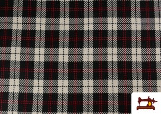 Tela Viella Estampado Cuadros B/N y Rojos