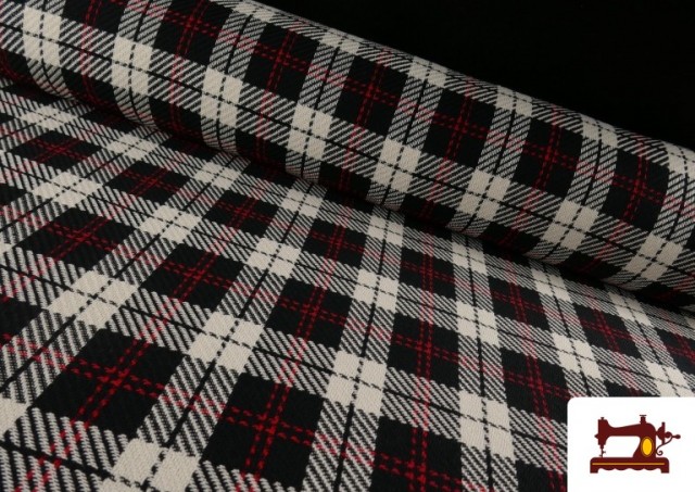Comprar Tela Viella Estampado Cuadros B/N y Rojos