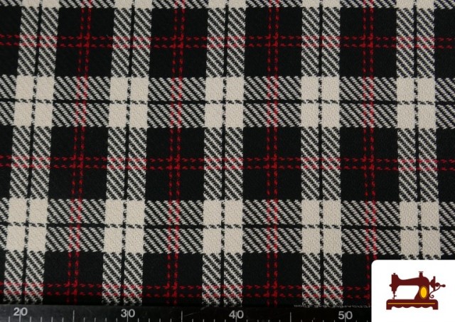 Venta online de Tela Viella Estampado Cuadros B/N y Rojos