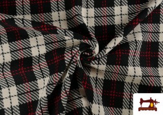 Tela Viella Estampado Cuadros B/N y Rojos