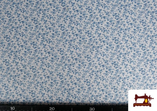Venta online de Tela de Algodón Flores Monocroma color Azul