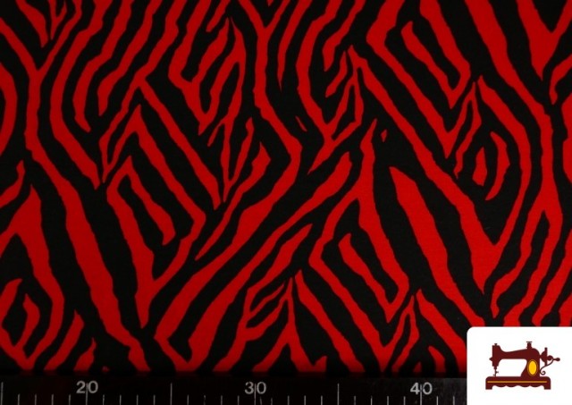 Comprar online Tela de Punto Viscosa Estampado Cebra Rojo