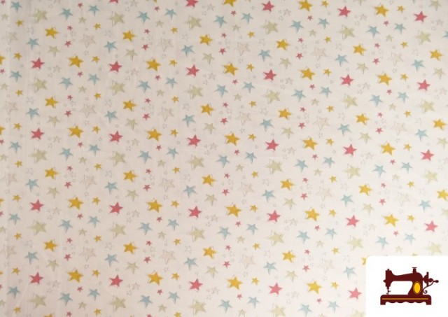Venta de Tela de Algodón de Estrellas Multicolor para Patchwork