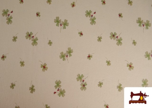 Comprar Tela de Punto de Camiseta Orgánico Mariquitas y Tréboles
