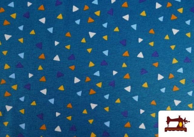 Venta de Tela de Punto de Camiseta Triangulos Multicolor