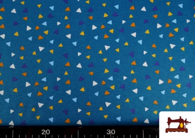Comprar online Tela de Punto de Camiseta Triangulos Multicolor