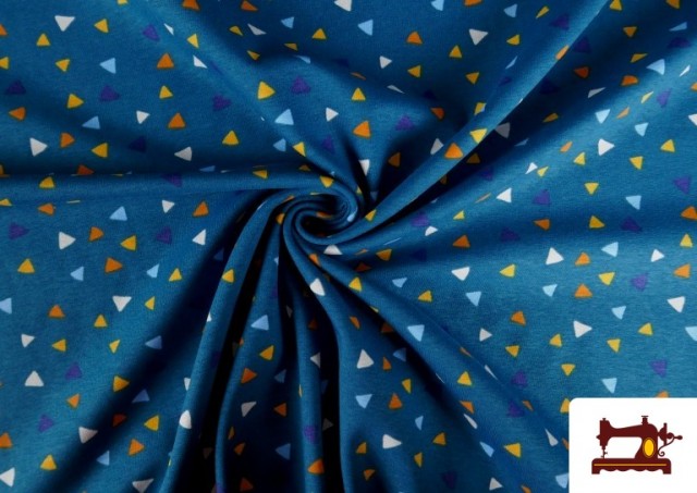 Venta online de Tela de Punto de Camiseta Triangulos Multicolor