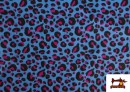 Venta online de Tela de Punto de Camiseta Leopardo Multicolor color Azul