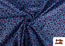 Tela de Punto de Camiseta Leopardo Multicolor color Azul