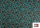 Comprar online Tela de Punto de Camiseta Leopardo Multicolor color Azul turquesa