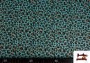 Venta online de Tela de Punto de Camiseta Leopardo Multicolor color Azul turquesa