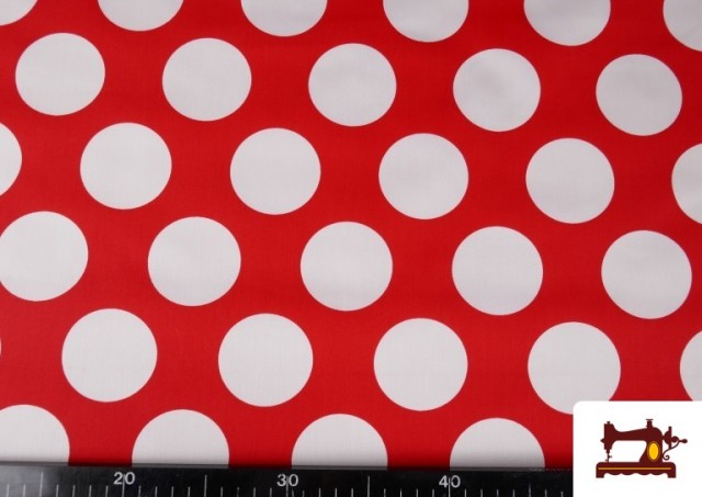 Comprar online Tela de Lunares Grandes Blancos Algodón