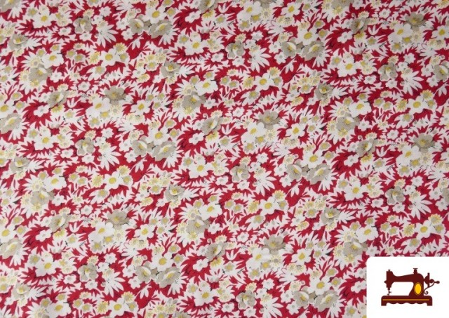 Tela de Crepe de Flores Veraniego color Rojo
