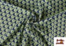 Venta de Tela de Crepe Estampado Ochentero color Verde