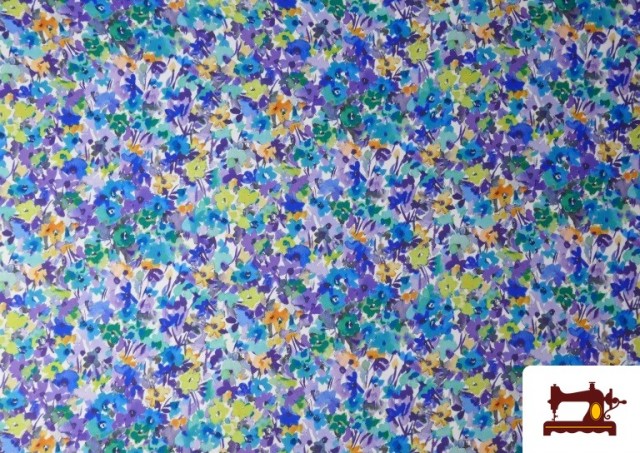 Comprar Tela de Crepe Floral Multicolor color Azul