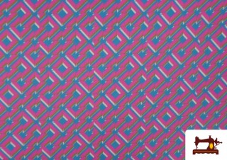 Tela de Crepe Geométrico Laberinto color Rosa