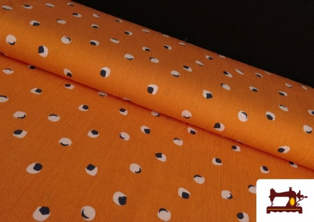 Venta online de Tela de Viscosa Bambula Topos color Naranja
