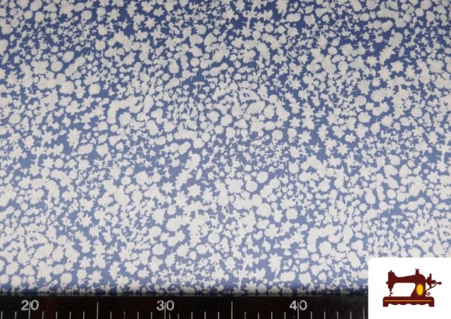Venta online de Tela de Crepe Satén Floral Pequeño color Azul