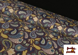 Tela de Sudadera French Terry Estampado Cachemir color Marrón