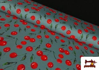 Tela de Sudadera French Terry Estampado Cerezas