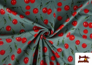 Comprar online Tela de Sudadera French Terry Estampado Cerezas
