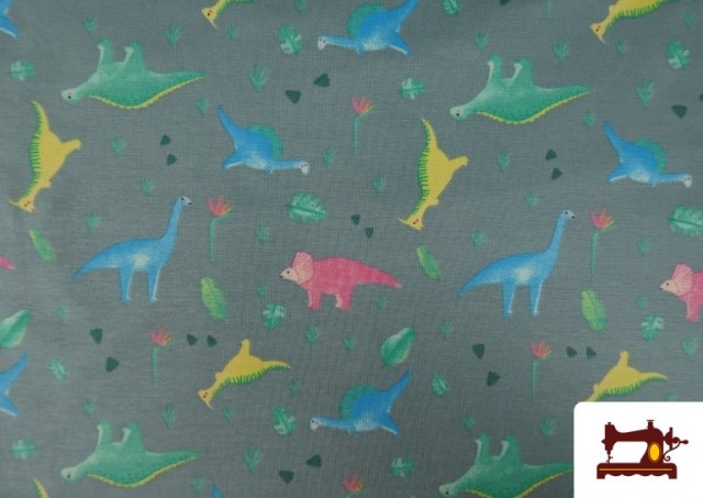 Venta online de Tela de Punto de Camiseta Dinosaurios Infantil