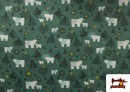 Tela de Punto de Camiseta Oso Polar Infantil color Verde mar