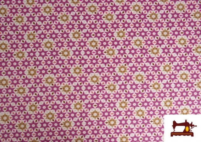 Tela de Punto Camiseta Geométrico Retro color Rosa