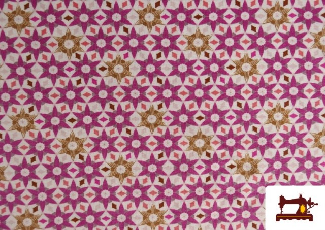 Comprar Tela de Punto Camiseta Geométrico Retro color Rosa