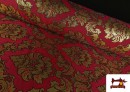 Tela de Jacquard Fantasía Dorado Ancho Especial 280 cms color Rubí