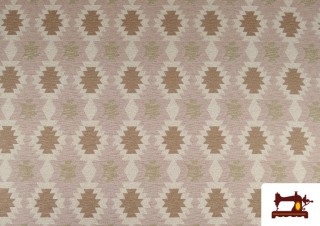 Tela de Tapicería de Gobelino Estampado Étnico 140 cms color Rosa
