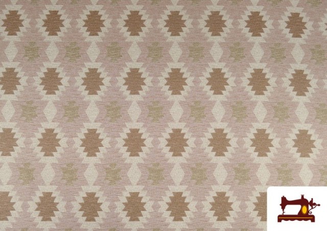 Tela de Tapicería de Gobelino Estampado Étnico 140 cms color Rosa